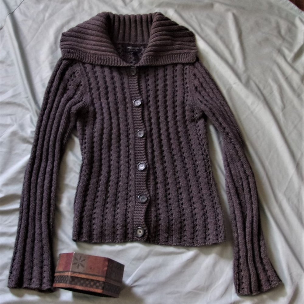 AEO womens small gray sweater jacket coat coverup